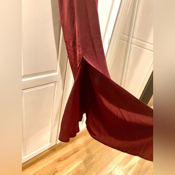 RESET by Jane Florence Satin Burgundy Cowl Neck Cami Slip Dress Size Large - Picture 10 of 16